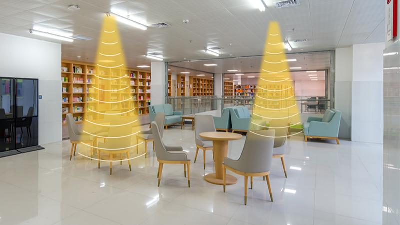 圖書館定向喇叭，定向發聲示意圖