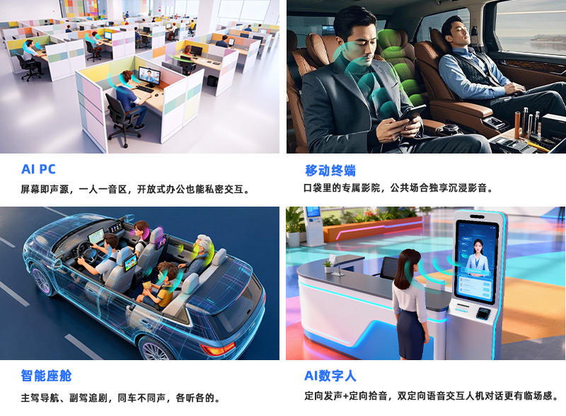 清聽聲學聚音屏技術已在AI PC、移動終端、智能座艙、AI數字人等領域廣泛應用