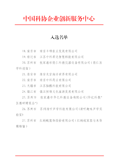 清聽聲學入選2026年園區（企業）“星火科技館”試點單位